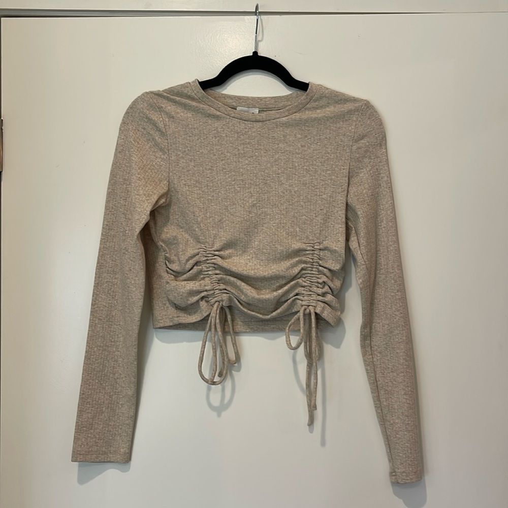 Beige Scrunched Top